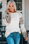 Leopard Round Neck Dropped Shoulder T-Shirt White Women's T-Shirts - Tophatter Daily Deals