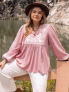 Plus Size Tie Neck Puff Sleeve Blouse Carnation Pink Blouses - Tophatter Daily Deals