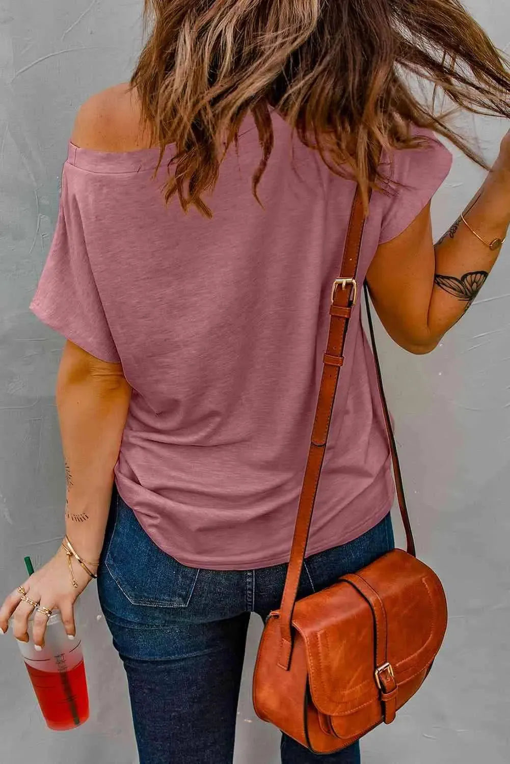 Capped Sleeve Round Neck T-Shirt Women's T-Shirts - Tophatter Daily Deals