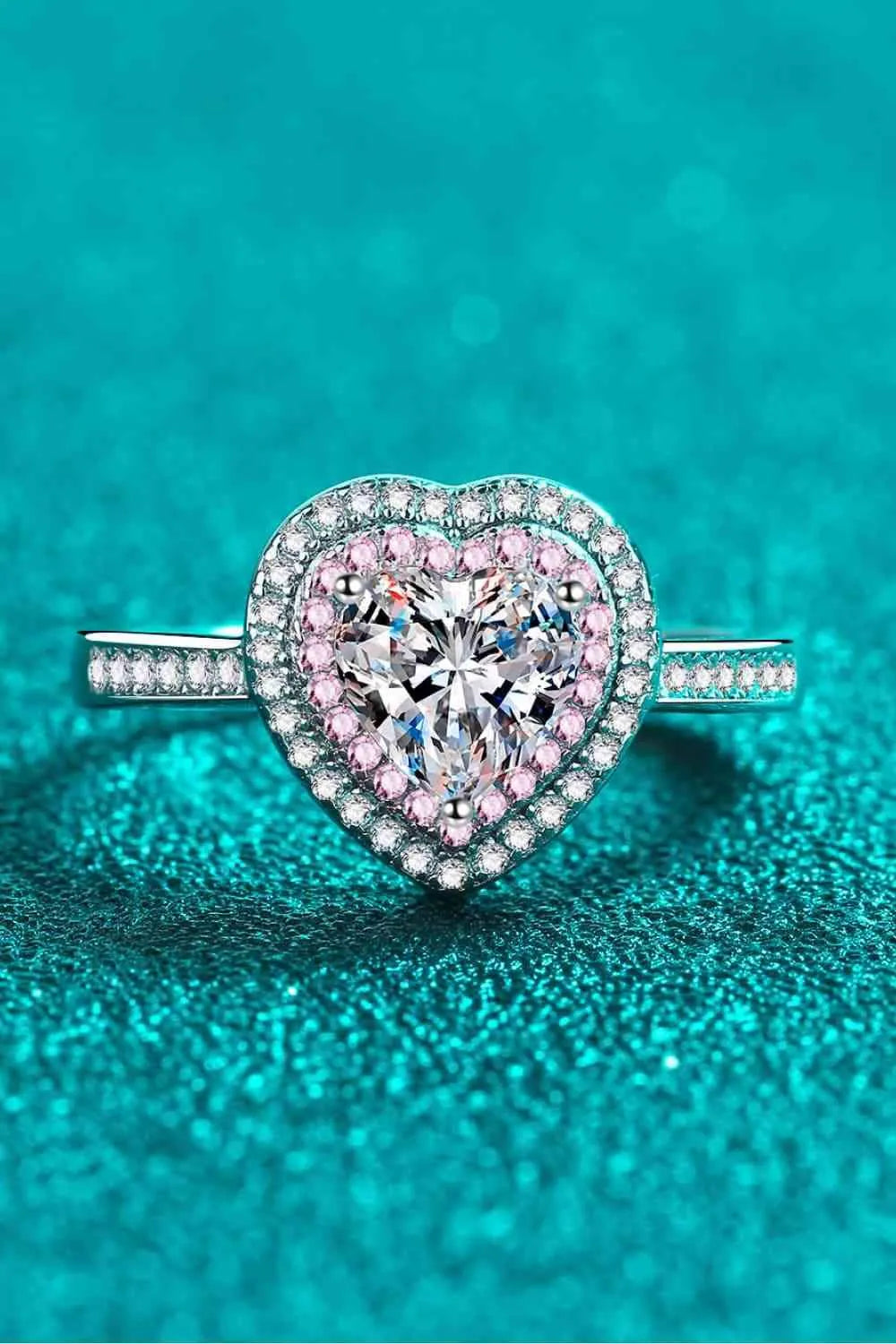 1 Carat Moissanite Heart 925 Sterling Silver Ring Moissanite - Tophatter Daily Deals