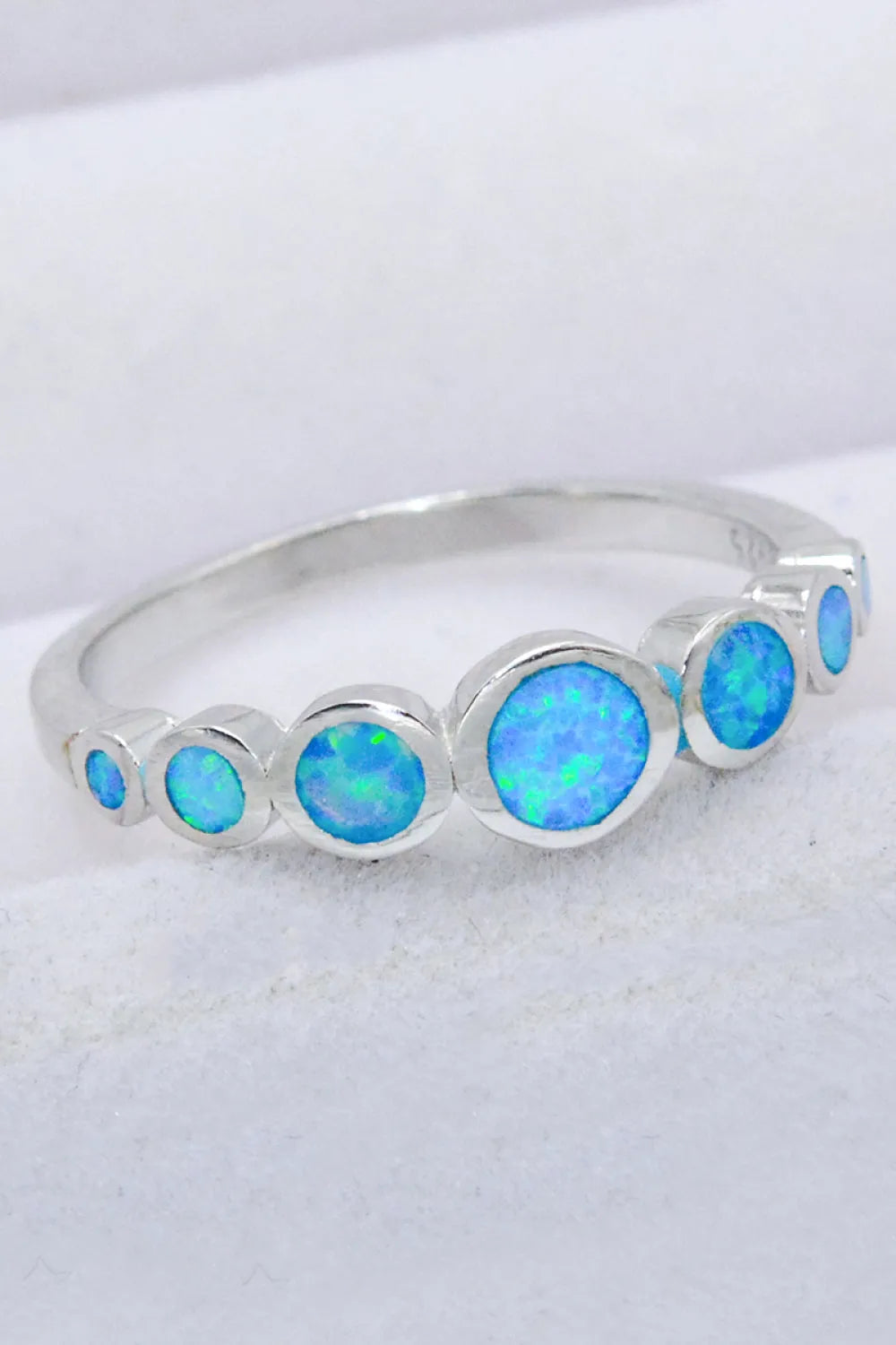 925 Sterling Silver Multi-Opal Ring Sky Blue Opal - Tophatter Daily Deals