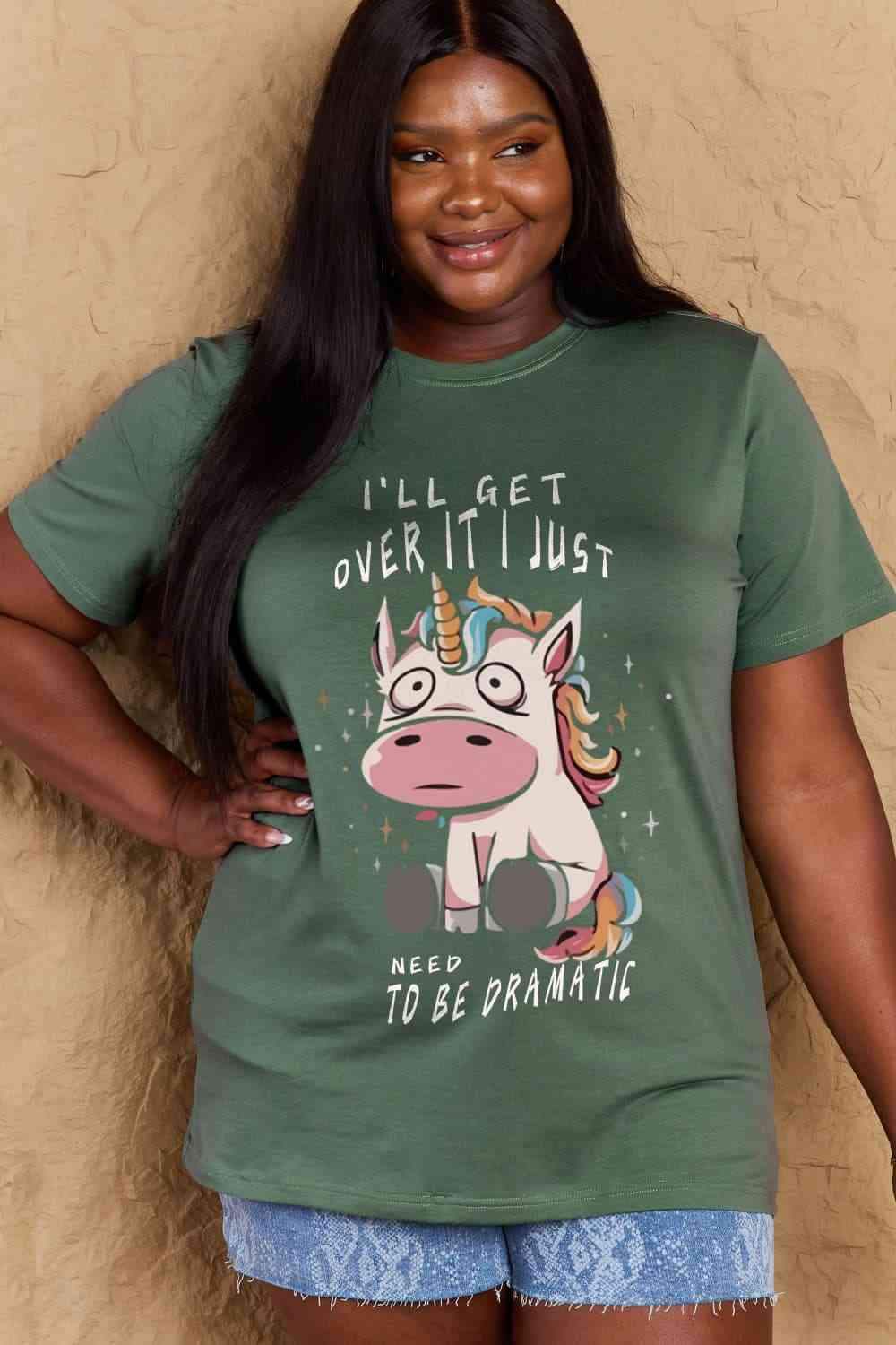 Simply Love Full Size I'LL GET OVER IT I JUST NEED TO BE DRAMATIC Graphic Cotton Tee Women's T-Shirts - Tophatter Daily Deals