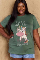 Simply Love Full Size I'LL GET OVER IT I JUST NEED TO BE DRAMATIC Graphic Cotton Tee Women's T-Shirts - Tophatter Daily Deals