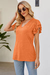 Ruffled V-Neck Flutter Sleeve T-Shirt Women's T-Shirts - Tophatter Daily Deals