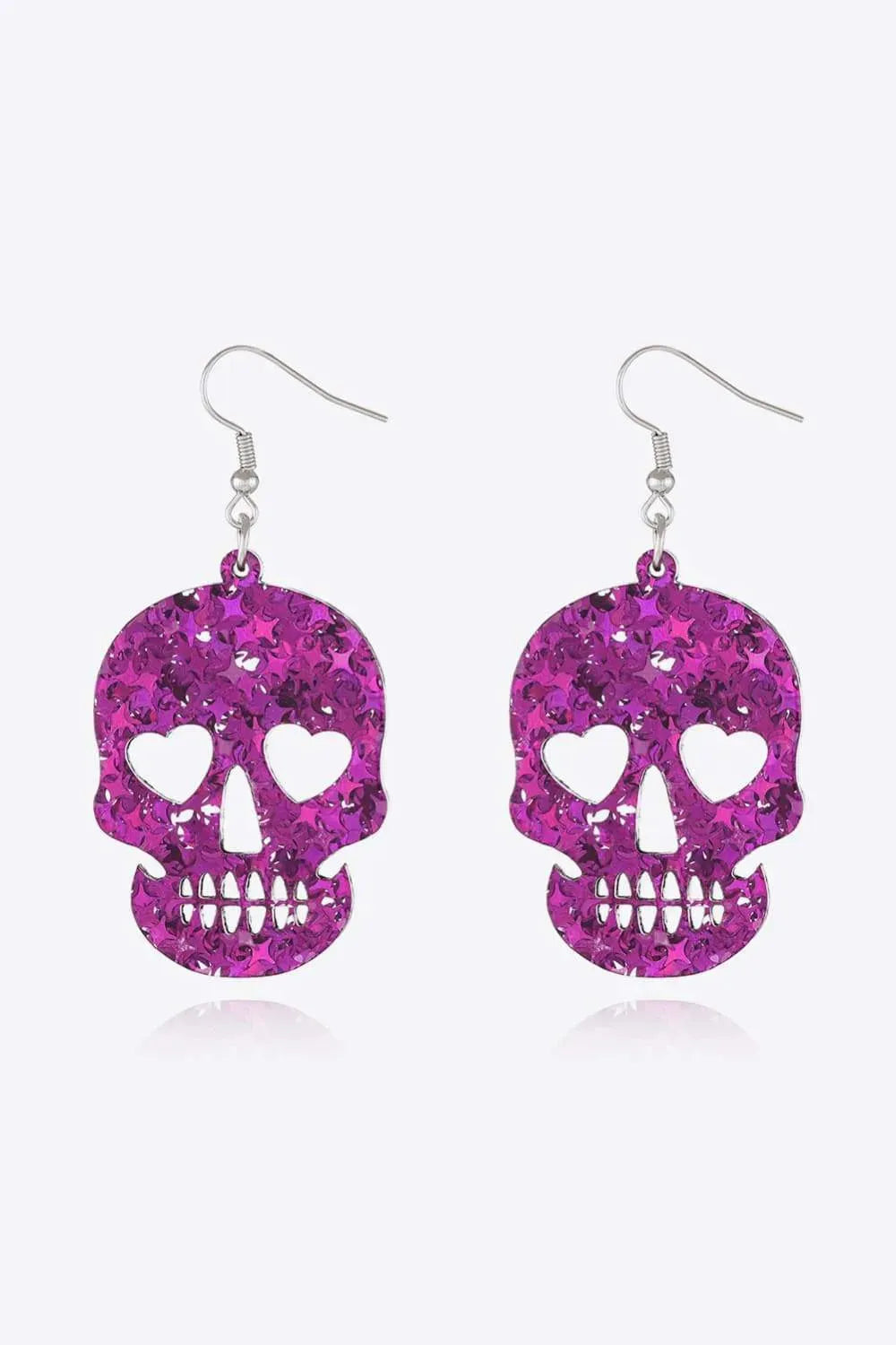 Acrylic Skull Drop Earrings Fuchsia One Size Earrings - Tophatter Daily Deals