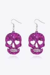 Acrylic Skull Drop Earrings Fuchsia One Size Earrings - Tophatter Daily Deals