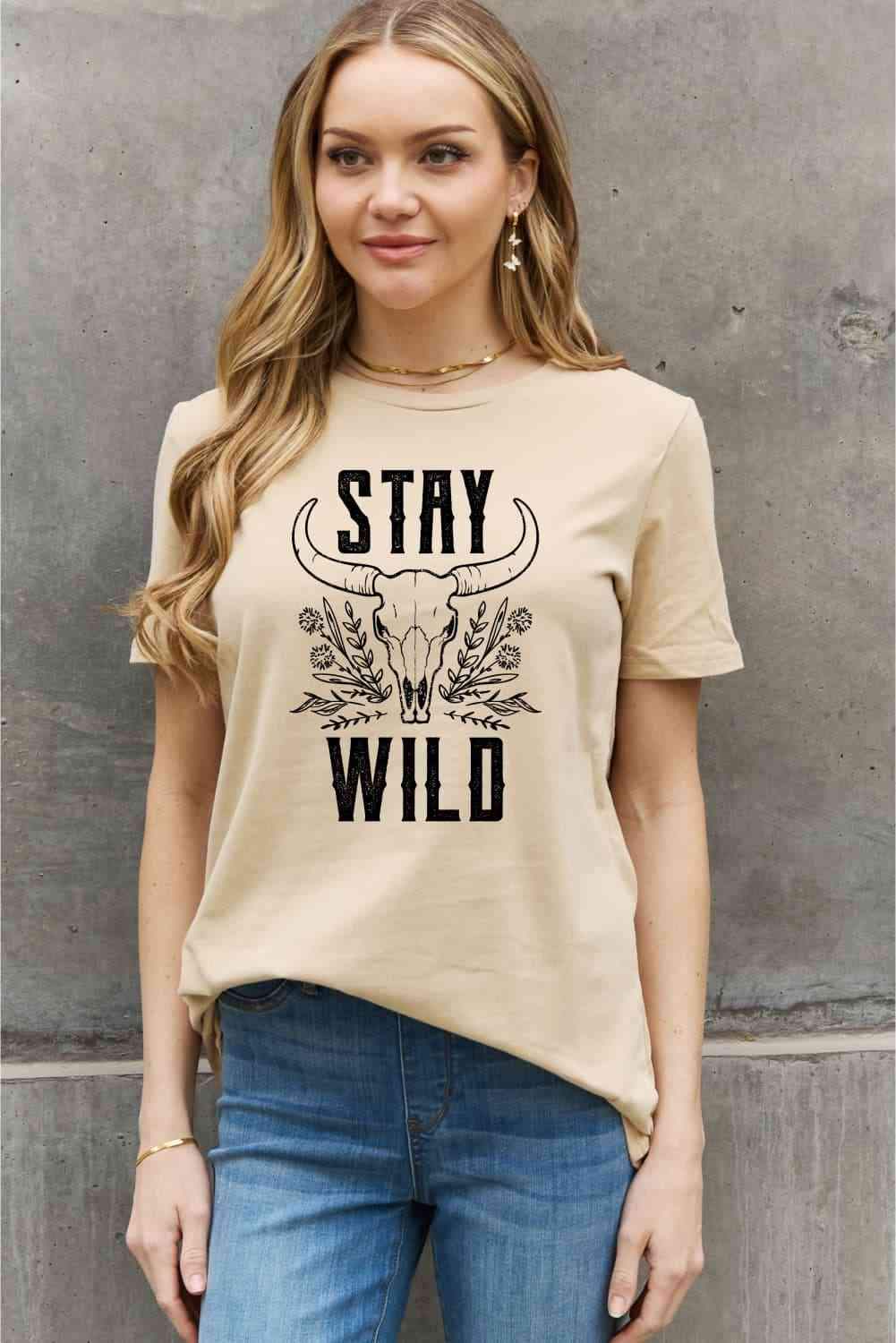 Simply Love Simply Love Full Size STAY WILD Graphic Cotton Tee - Tophatter Daily Deals