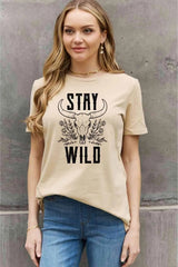 Simply Love Simply Love Full Size STAY WILD Graphic Cotton Tee - Tophatter Daily Deals