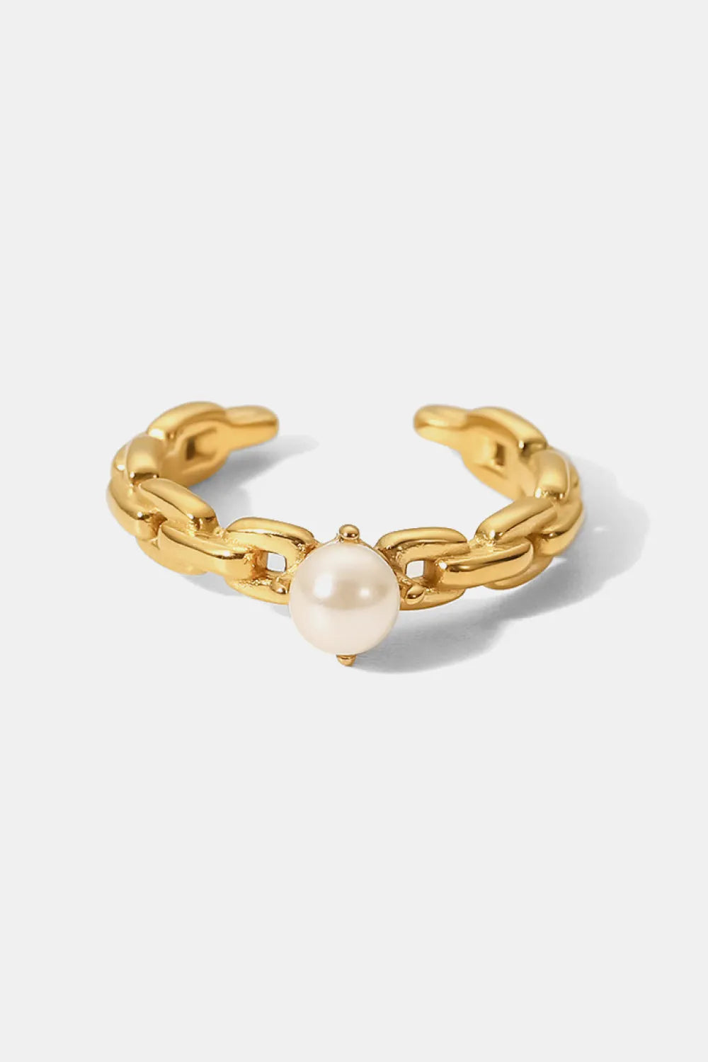 Pearl Stainless Steel Open Ring Rings - Tophatter Daily Deals