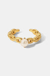 Pearl Stainless Steel Open Ring Rings - Tophatter Daily Deals