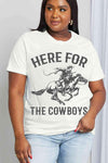 Simply Love Simply Love Full Size HERE FOR THE COWBOYS Graphic Cotton Tee Bleach - Tophatter Daily Deals