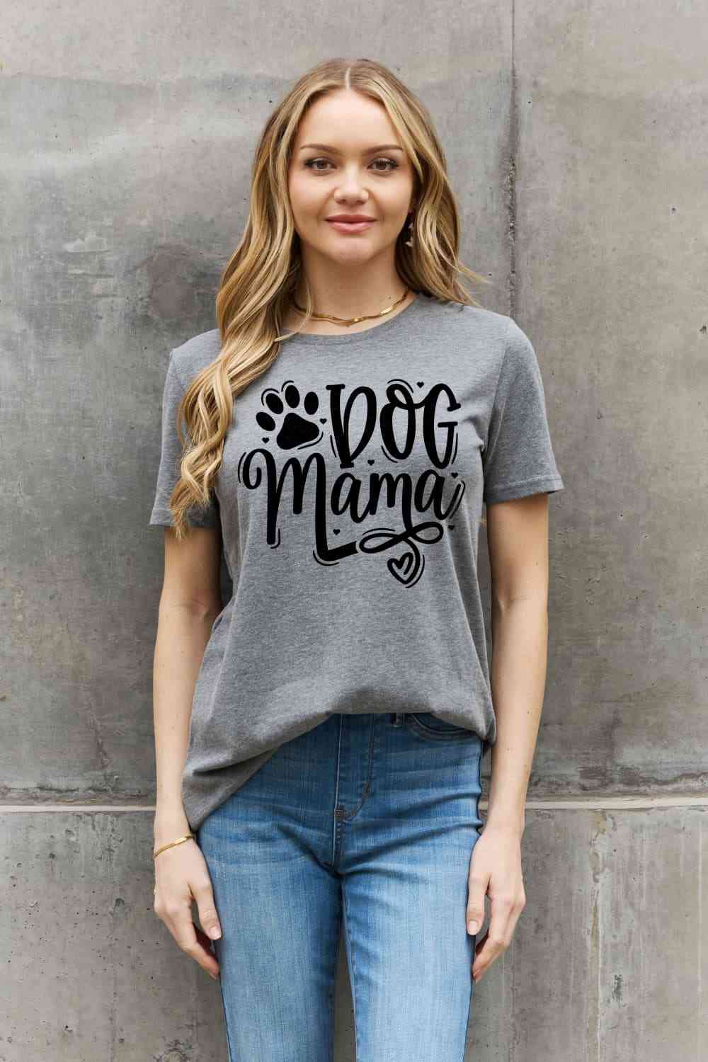 Simply Love Simply Love Full Size DOG MAMA Graphic Cotton T-Shirt Charcoal Black Women's T-Shirts - Tophatter Daily Deals