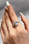 Platinum-Plated Side Stone 2 Carat Moissanite Ring Silver Moissanite - Tophatter Daily Deals