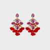 Flower Shape Rhinestone Alloy Dangle Earrings Red One Size Earrings - Tophatter Daily Deals