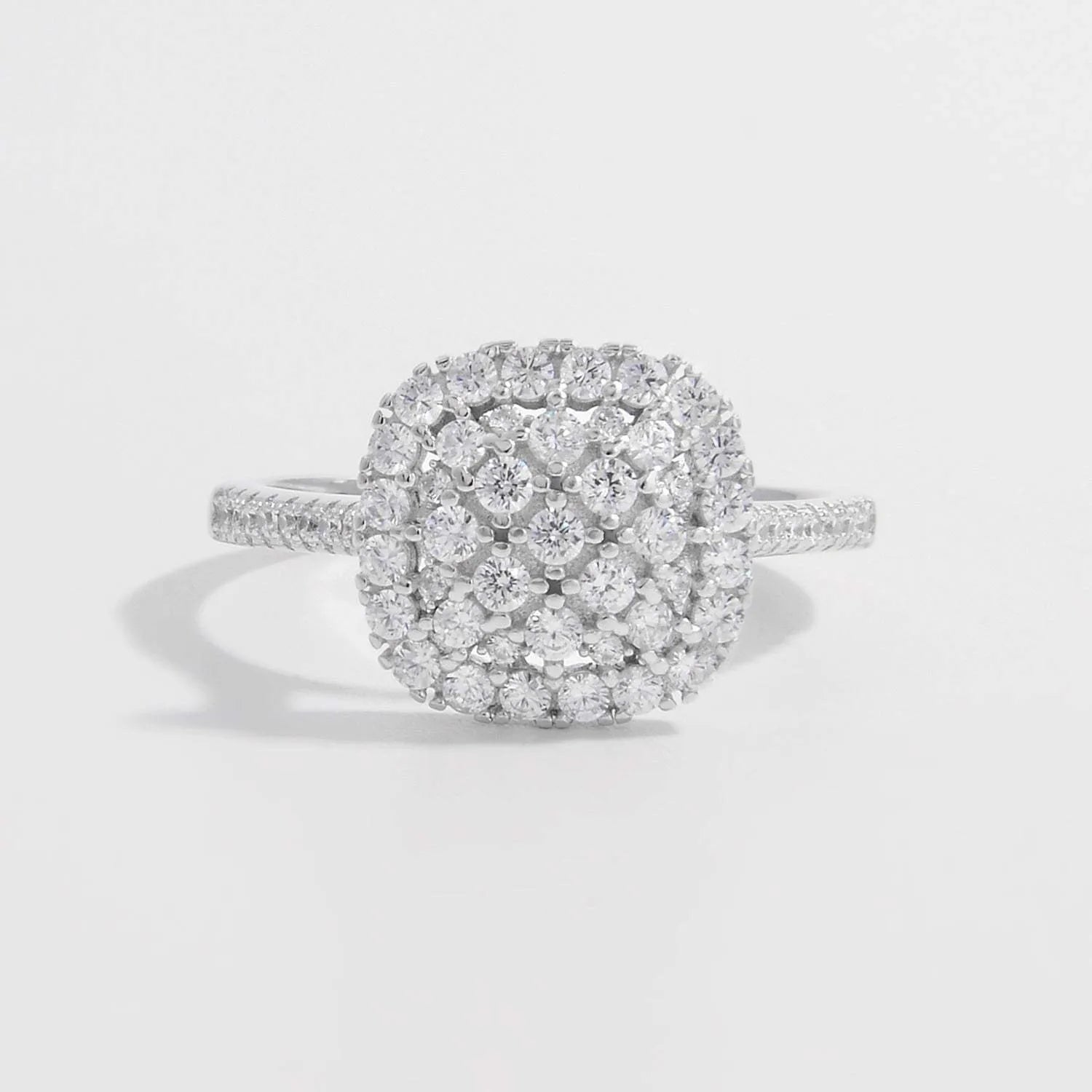 925 Sterling Silver Inlaid Zircon Square Shape Ring Silver Rings - Tophatter Daily Deals