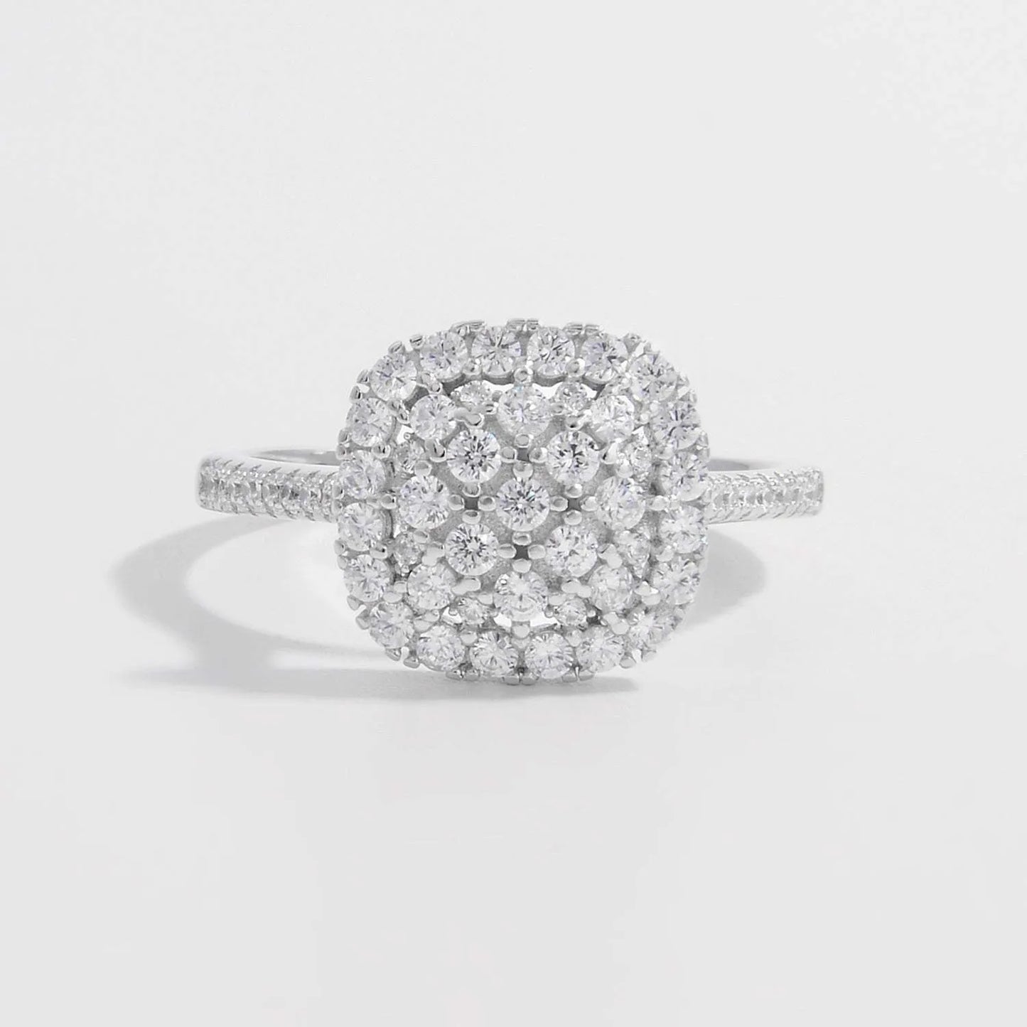 925 Sterling Silver Inlaid Zircon Square Shape Ring Silver Rings - Tophatter Daily Deals