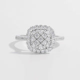 925 Sterling Silver Inlaid Zircon Square Shape Ring Silver Rings - Tophatter Daily Deals