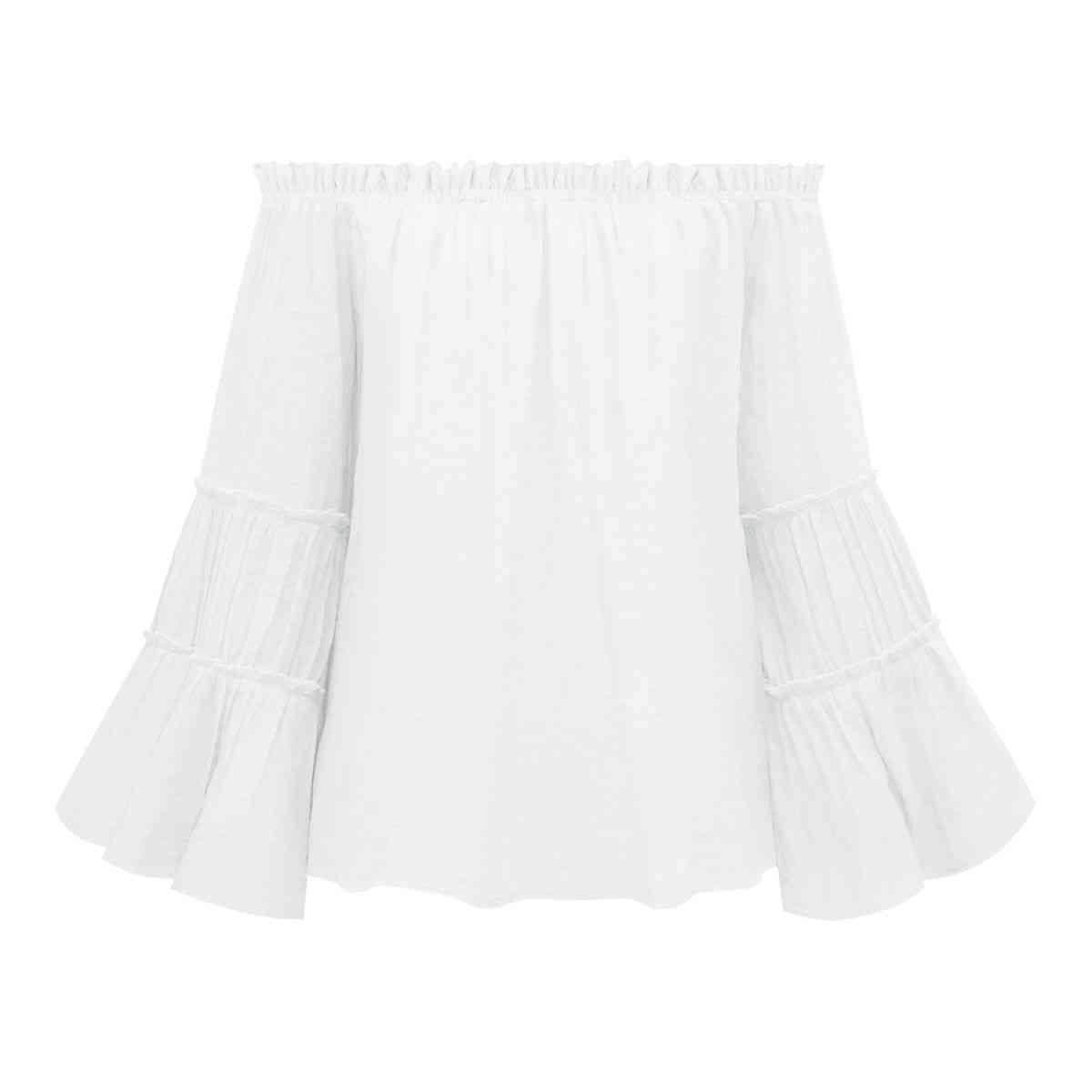 Off-Shoulder Frill Trim Blouse Blouses - Tophatter Daily Deals