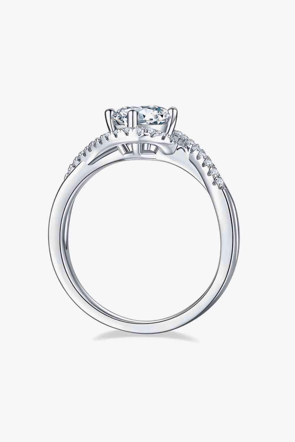 Adored 1 Carat Moissanite 925 Sterling Silver Crisscross Ring Moissanite - Tophatter Daily Deals