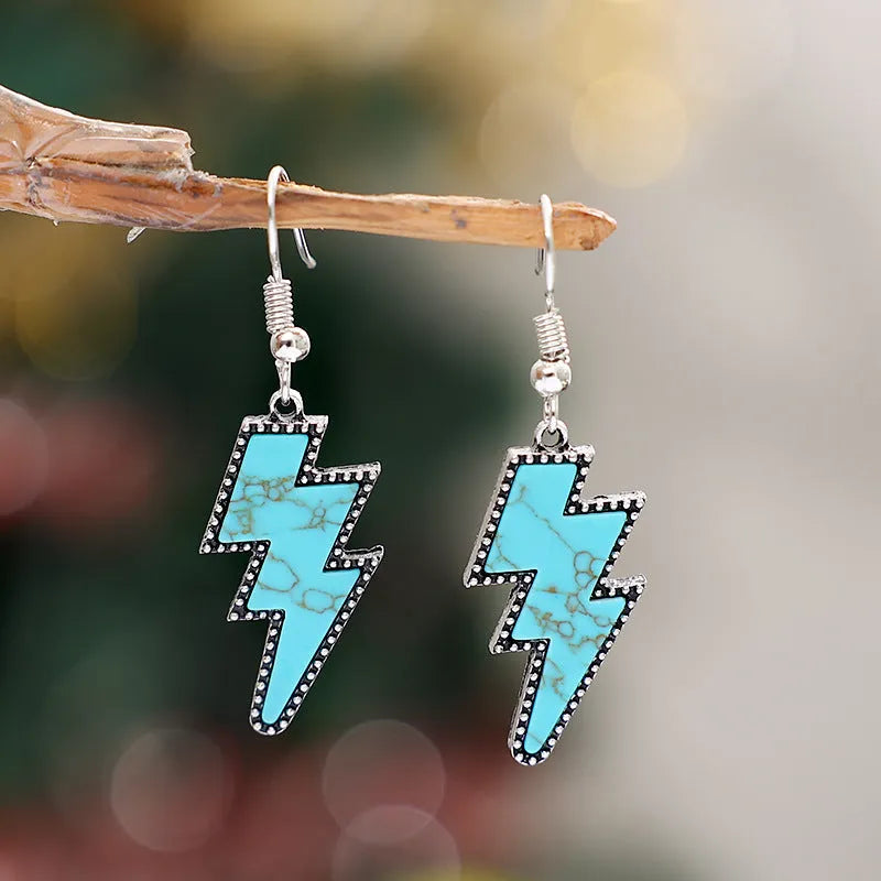 Artificial Turquoise Lightning Dangle Earrings Earrings - Tophatter Daily Deals