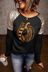 Pumpkin Graphic Sequin T-Shirt Women's T-Shirts - Tophatter Daily Deals