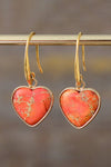 Imperial Jasper Heart Earrings Orange One Size Earrings - Tophatter Daily Deals