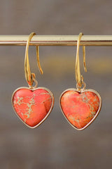 Imperial Jasper Heart Earrings Orange One Size Earrings - Tophatter Daily Deals