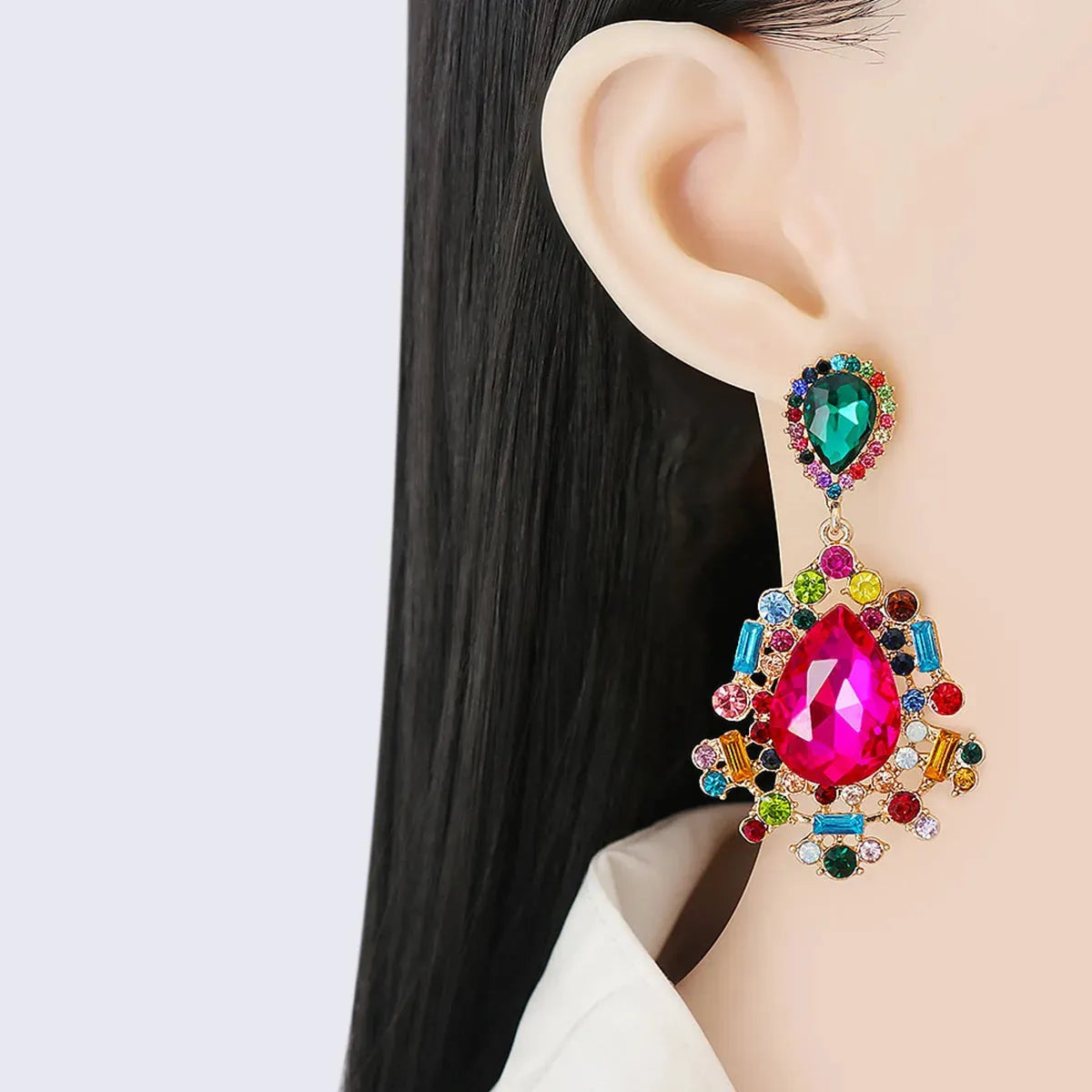Teardrop Shape Rhinestone Alloy Dangle Earrings Earrings - Tophatter Daily Deals