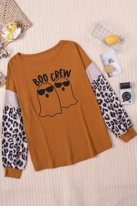 BOO CREW Ghost Graphic Round Neck T-Shirt Women's T-Shirts - Tophatter Daily Deals