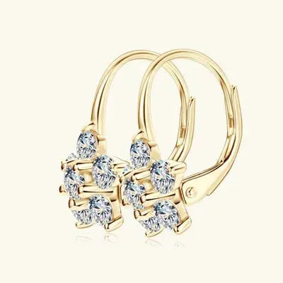 1.2 Carat 925 Sterling Silver Moissanite Flower Huggie Earrings Moissanite - Tophatter Daily Deals