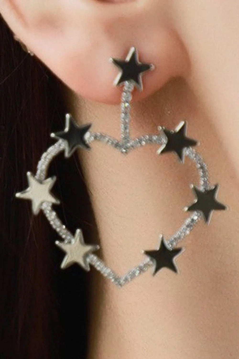 Star Zircon Heart-Shaped Earrings Earrings - Tophatter Daily Deals