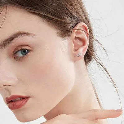 Moissanite 925 Sterling Silver Stud Earrings Silver One Size Moissanite - Tophatter Daily Deals