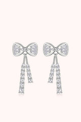 1.12 Carat Moissanite 925 Sterling Silver Bow Earrings Silver One Size Moissanite - Tophatter Daily Deals