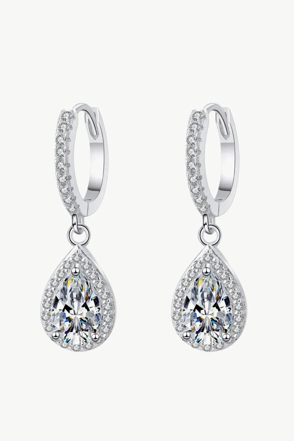 Moissanite Teardrop Earrings Silver One Size Moissanite - Tophatter Daily Deals