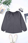 Notched Neck Balloon Sleeve Blouse Dark Gray Blouses - Tophatter Daily Deals