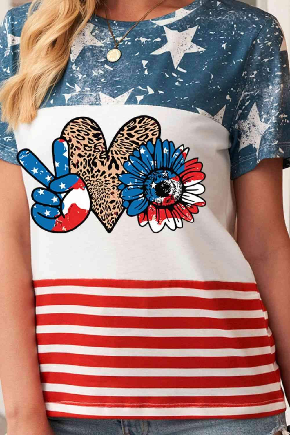 Stars and Stripes Graphic Tee Women's T-Shirts - Tophatter Daily Deals