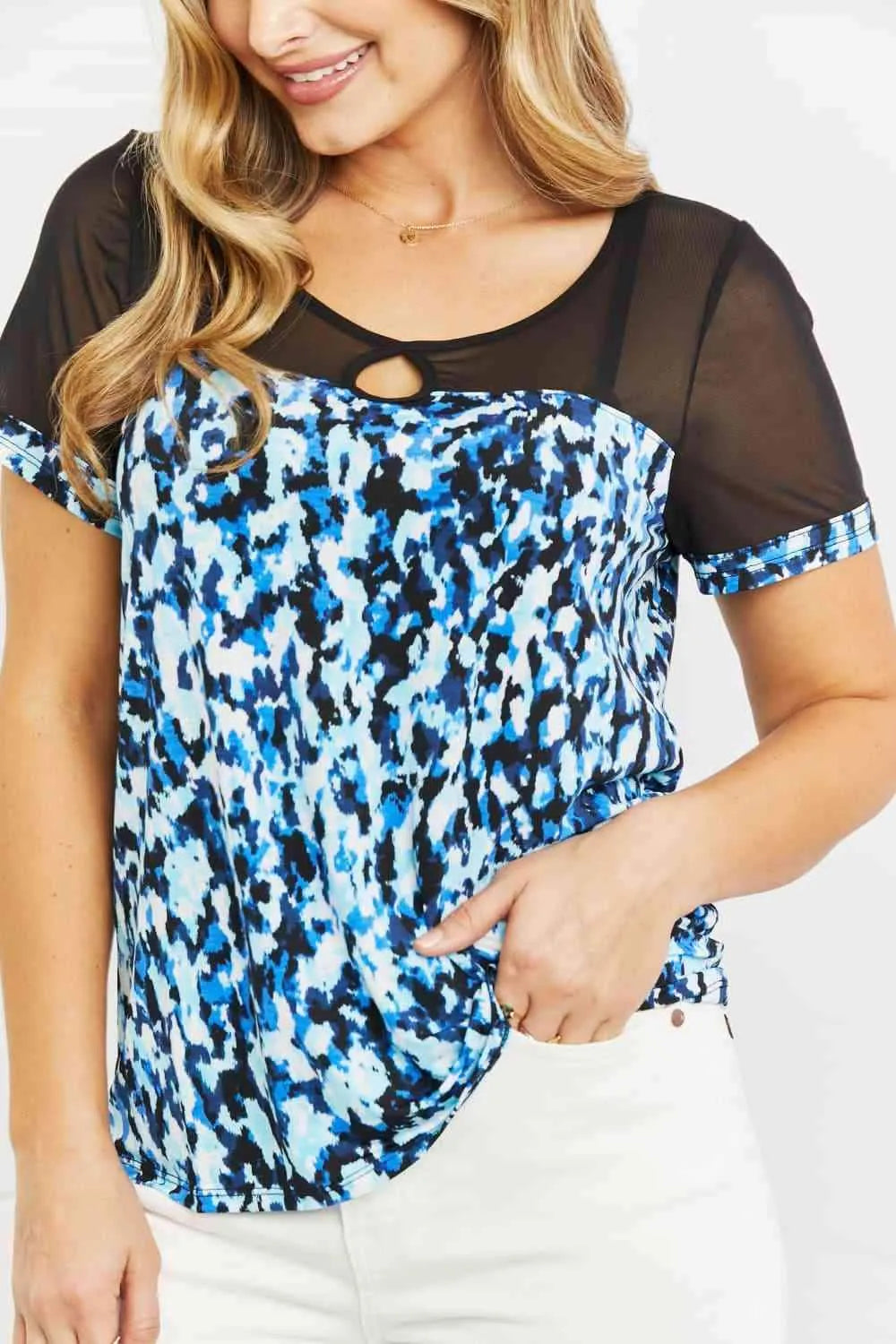 Sew In Love Feeling Sassy Full Size Mesh Detail Top Blouses - Tophatter Daily Deals