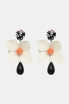 Bloosom Flower and Teardrop Resin Dangle Earrings White One Size Earrings - Tophatter Daily Deals