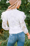 Ruffled Zip-Back Lace Blouse Blouses - Tophatter Daily Deals