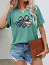 US Flag Leopard Heart Graphic Tee Gum Leaf Women's T-Shirts - Tophatter Daily Deals