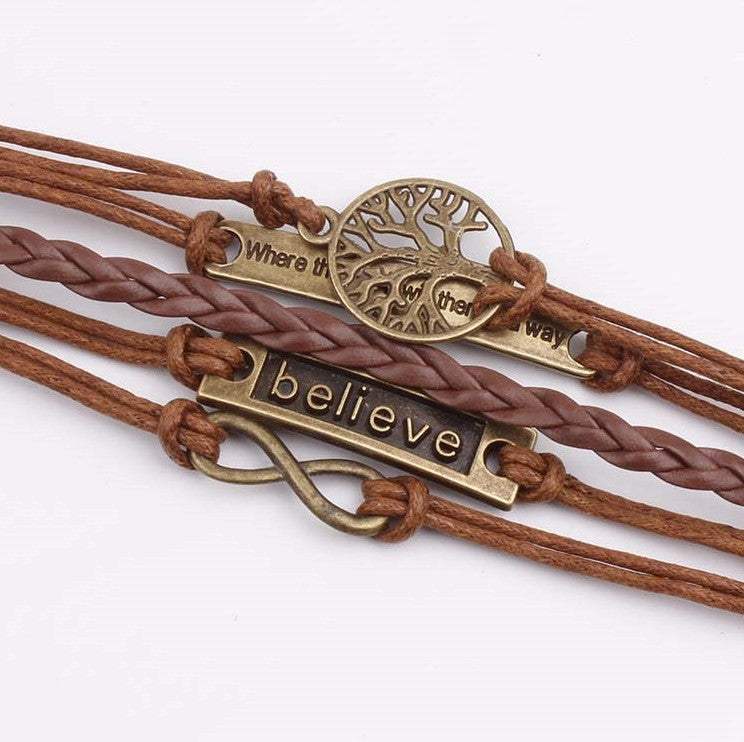 Alloy PU Leather Rope Bracelet Bracelets - Tophatter Daily Deals