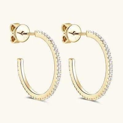 Inlaid Moissanite 925 Sterling Silver C-Hoop Earrings Moissanite - Tophatter Daily Deals