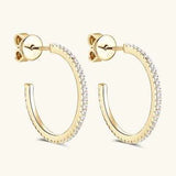 Inlaid Moissanite 925 Sterling Silver C-Hoop Earrings Moissanite - Tophatter Daily Deals