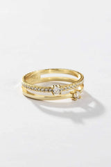 Zircon 925 Sterling Silver Double-Layered Ring Rings - Tophatter Daily Deals