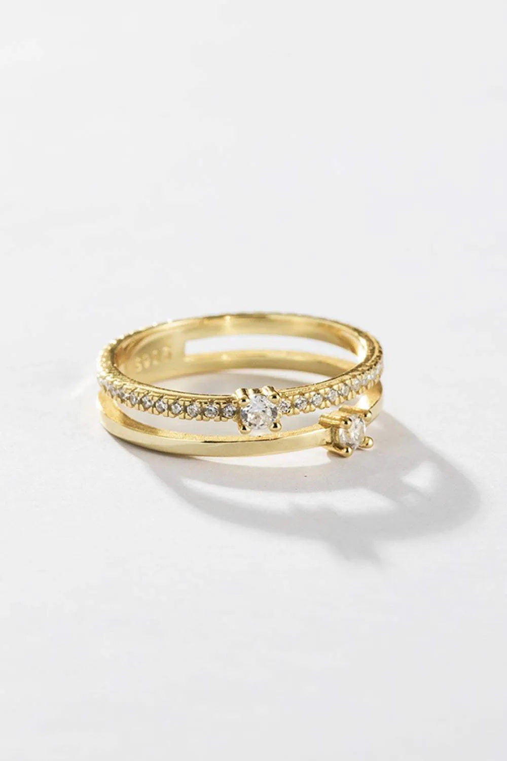 Zircon 925 Sterling Silver Double-Layered Ring Rings - Tophatter Daily Deals