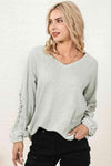 V-Neck Spliced Lace Top Blouses - Tophatter Daily Deals