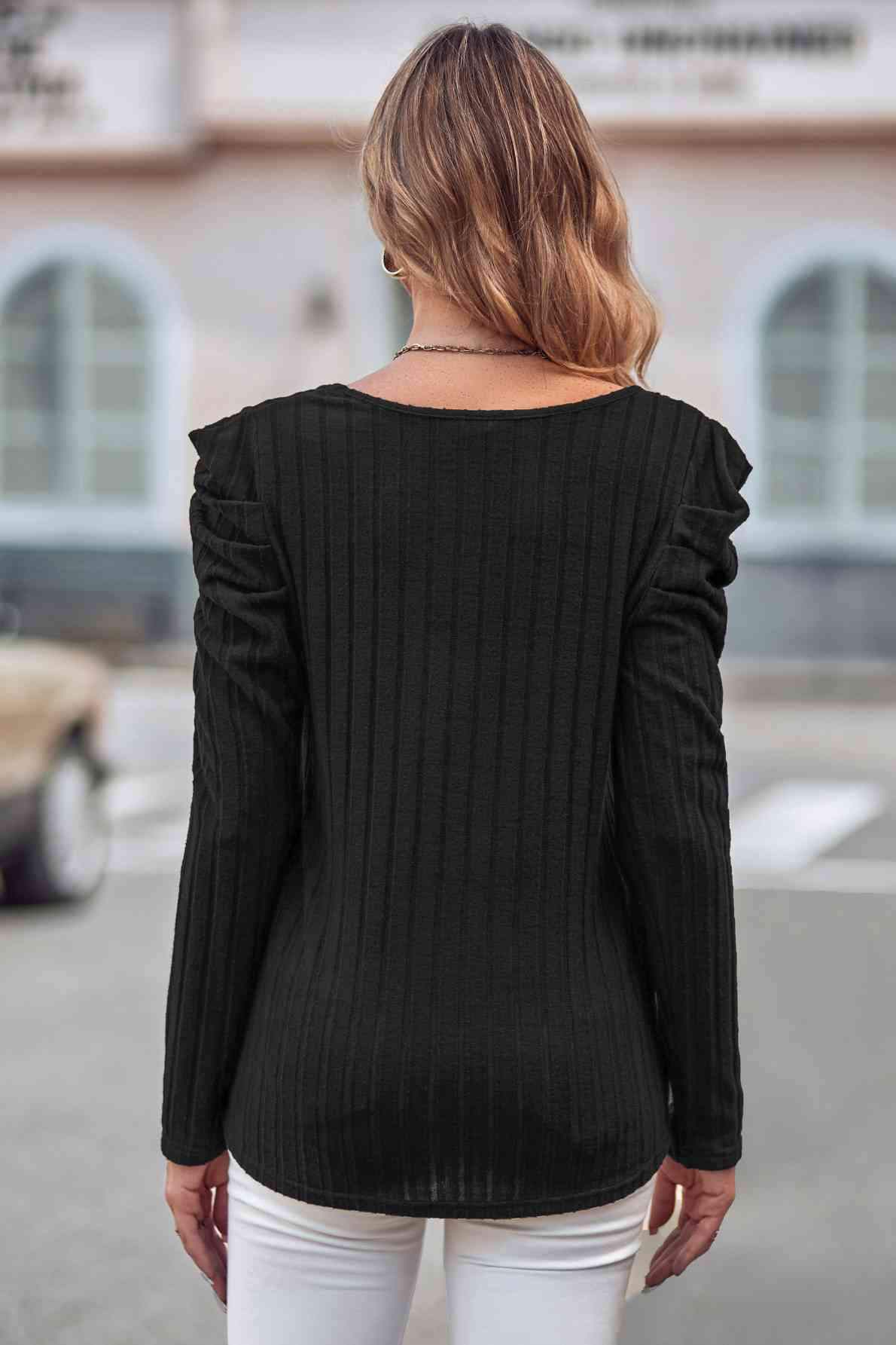 Puff Sleeve Round Neck T-Shirt Women's T-Shirts - Tophatter Daily Deals