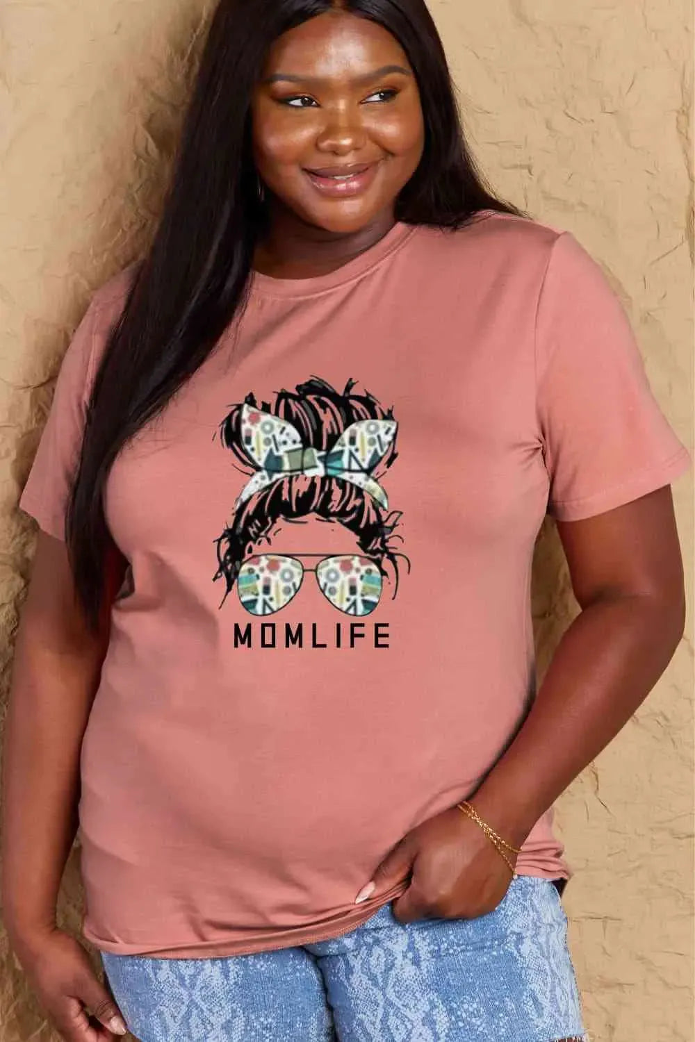 Simply Love Full Size MOM LIFE Graphic Cotton T-Shirt Women's T-Shirts - Tophatter Daily Deals