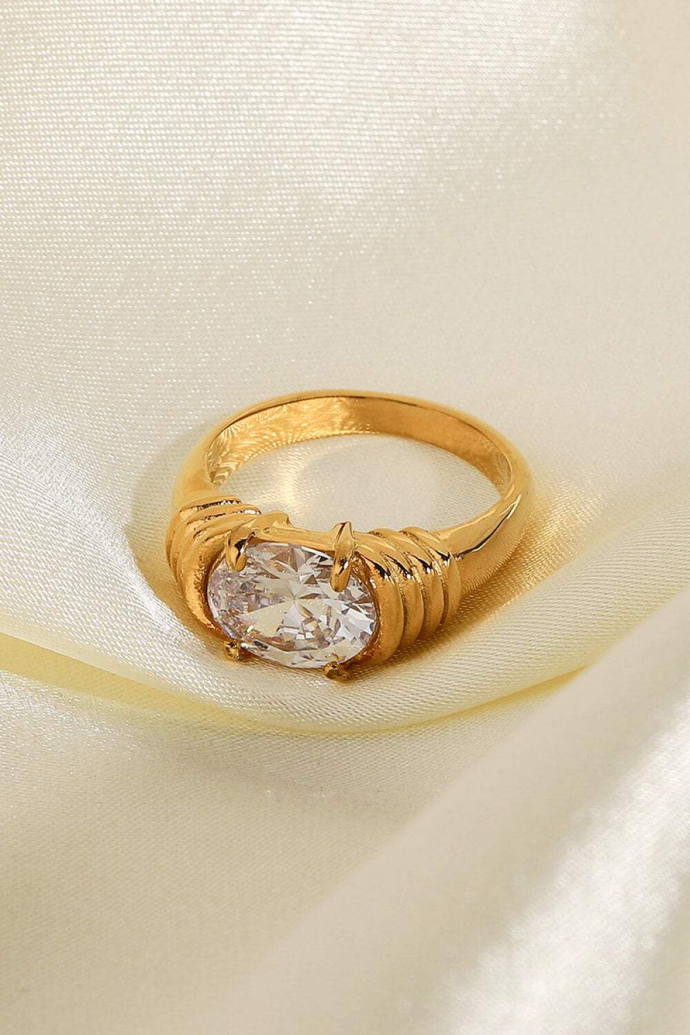 18K Gold Plated Zircon Ring Rings - Tophatter Daily Deals