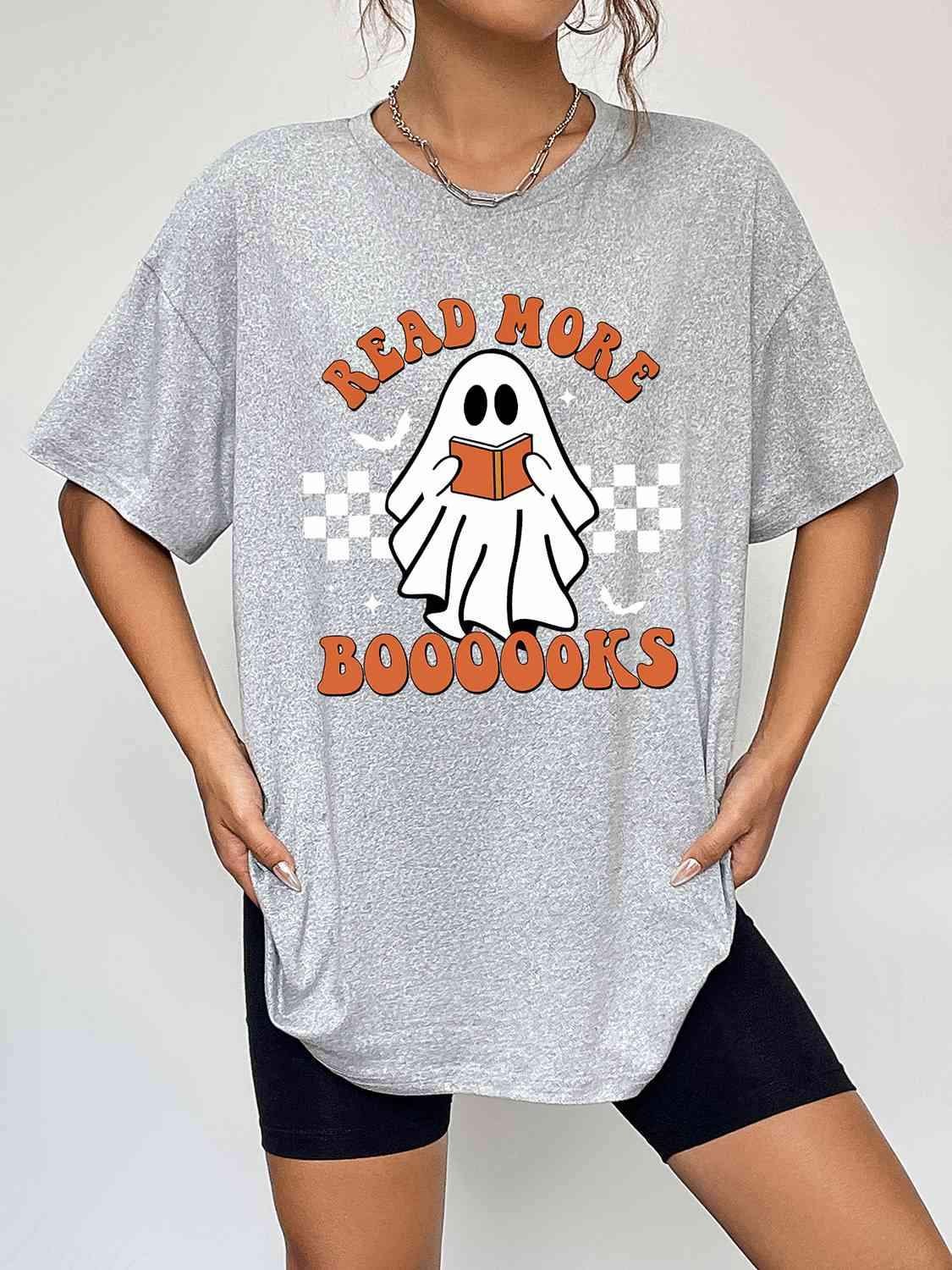 Round Neck Short Sleeve Ghost Graphic T-Shirt Women's T-Shirts - Tophatter Daily Deals